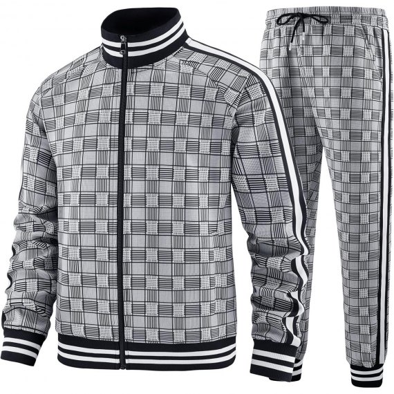 Tracksuits Full-zip Long Sleeve Plaid