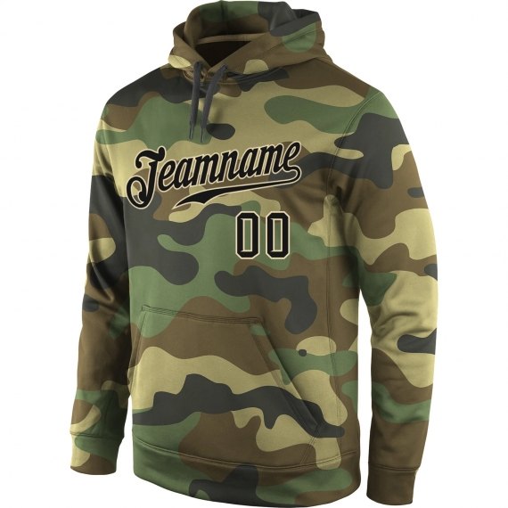 Camo Black-Cream Sports Pullover Hoodie